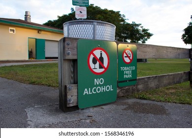 No Alcohol And Tobacco Free Sign In The Park Kendall, Florida