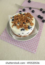 No Bake Blueberry Torte With Graham Cracker Crust, Yogurt And Crumbles