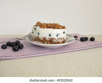 No Bake Blueberry Torte With Graham Cracker Crust, Yogurt And Crumbles