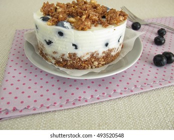 No Bake Blueberry Torte With Graham Cracker Crust, Yogurt And Crumbles