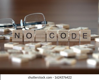 No Code Development Concept Represented By Wooden Letter Tiles