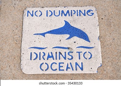 No Dumping Drains To Ocean Sign