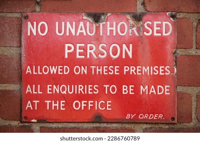No entry allowed health and safety sign to deny personal with no access clearance. Off limits in an industrial factory. danger ahead, health and safety hazard warning. - Shutterstock ID 2286760789