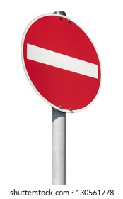 No Entry Red Traffic Sign Isolated On White Background