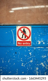 A no entry restricted access health and safety sign to deny personal with no access clearance. Off limits in an industrial factory setting. danger ahead, health and safety hazard warning. - Shutterstock ID 1663445293