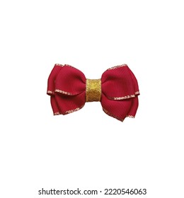 No flap Hair pin, hair bow, hair bands with Red and Gold color, so elegant and fashionable with isolated white background. This vintage Hair pin is for accesories girl.
