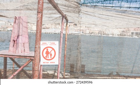 No Go Area. Area Enclosed By A Wire Mesh