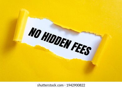 no hidden fees. Text on white paper on torn paper