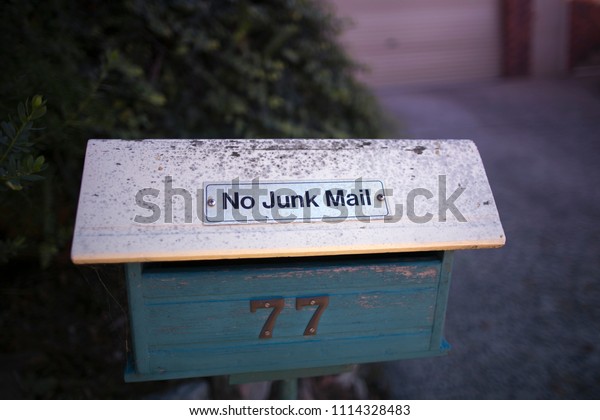 No Junk mail sign on a house letter box in Sydney city,\
Australia 