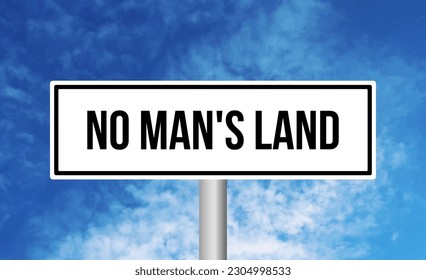 No man’s land road sign on blue sky background - Shutterstock ID 2304998533