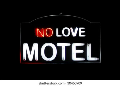 No Love Motel white and red neon sign