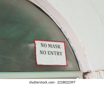 No Mask No Entry Sign Or Message In Hospital.
