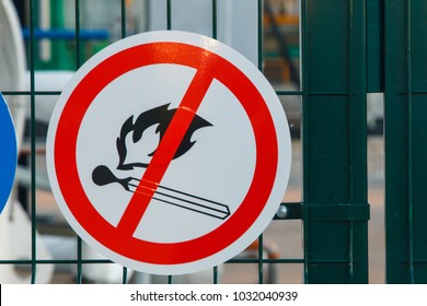 No Open Flame; Fire, Open Ignition Source And Smoking Prohibited Signs 