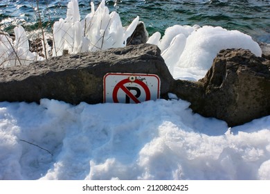 No Parking Sign Buried In Snow