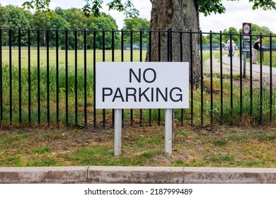 No Parking Sign Outside Of A Public Park In The UK