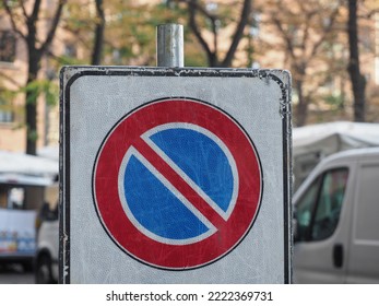 no parking traffic sign over blurred background