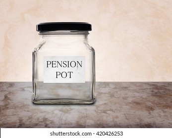 No Pension. Empty Pension Pot, Jar. Financial, Retirement Planning Etc.