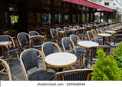 No People. Empty Cafes And Restaurants In Paris Because Of The Coronavirus Quarantine, COVID-19 France