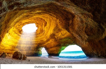 No people inside Benagil cave, Algarve, Portugal