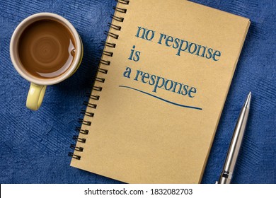 No Response Is A Response Note In A Spiral Notebook With A Cup Of Coffee - Answer, Reply And Communication Concept