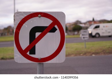 No Right Turn Sign On A Street In Australia