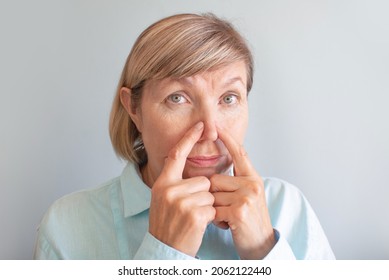 No Sense Of Smell After Coronavirus In A Woman. Nasal Congestion With Ailments