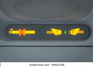 No Smoking And Fasten Seat Belt Sign In The Airplane