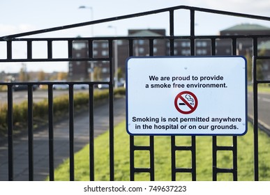 No Smoking On Hospital Grounds Sign