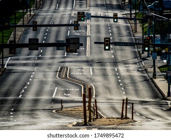 No Traffic On Lehigh Valley Pa. Roadway Due To Stay-at-home Order Under Covid-19 Pandemic. 