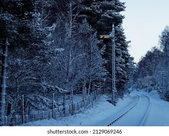 No Trains Today Due To Snow - A Snow Covered Signal Near Boat Of Garten, Scotland