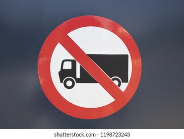 No Truck Sign On Metal Background