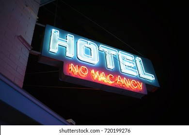 No Vacancy Hotel/ Motel Sign Downtown City