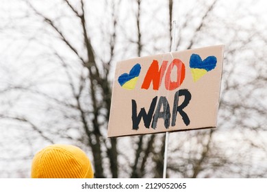 No War banner at a demonstration in the city center in Berlin