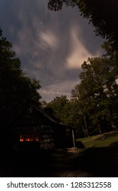 Noah Ogle Cabin At Night.  Roaring Fork, Great Smoky Mountains National Park, TN, USA.