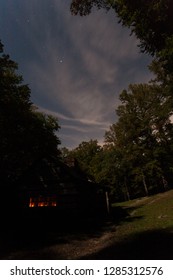 Noah Ogle Cabin At Night.  Roaring Fork, Great Smoky Mountains National Park, TN, USA.