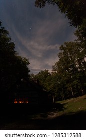 Noah Ogle Cabin At Night.  Roaring Fork, Great Smoky Mountains National Park, TN, USA.