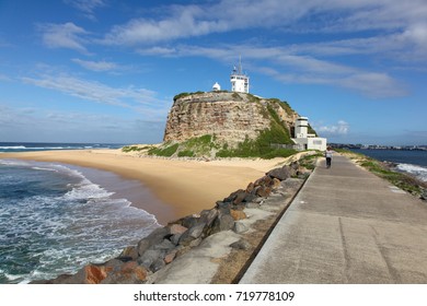 Nobbys Lighthouse - Newcastle Australia Is One Of Newcastle's Most Famous Landmarks. The Hunter River - Newcastle Port On The Right Of Image.