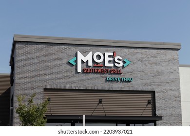 Noblesville - Circa September 2022: Moe's Southwest Grill Fast Food Restaurant. There Are More Than 600 Moe's Southwest Grilles In The US And Abroad.