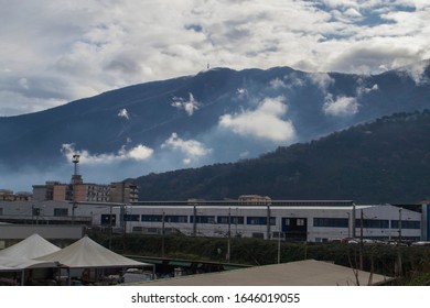 Nocera Inferiore, Italy, Province of Salerno, view of the industrial zone near the mountain - Shutterstock ID 1646019055