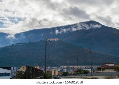 Nocera Inferiore, Italy, Province of Salerno, view of the industrial zone near the mountain - Shutterstock ID 1646019058