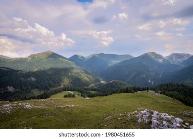 The Nockberge mountains during summer from the winding alpine road Nockalm Street (Nockalmstraße), Carinthia, Austria