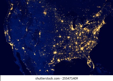 Nocturnal Aerial View Of The U.S.A. , Highways Lighted.

N.A.S.A. Public Image Edited.