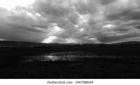 Nocturnal Black And White Landscape Sky