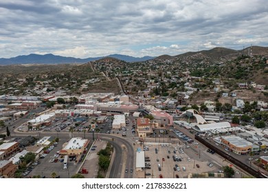 Nogales, Mexico, July 8, 2022. Port Of Entry USA Mexico Border In Nogales, Arizona, Aerial Shot. 