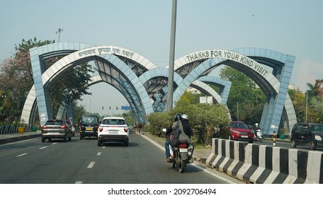 Noida, India - December 10 2021: Entry Gate Of Noida, Welcoming Visitors In Noida City.