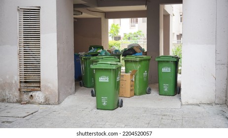 Noida, India - September 21 2022: Garbage Collection Bins For Collecting Garbage In Residential Societies.