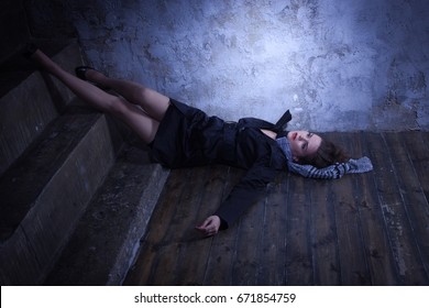 Crime Scene Strangled Pretty Business Woman Stock Photo 1704550711 ...