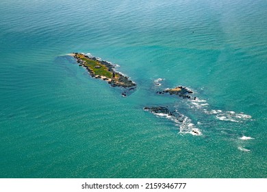 Noirmoutier aerial view from microlight aircraft in France atlantic ocean sky