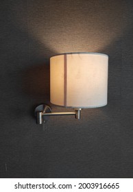 Noisy And Grainy Texture White Fabric Lamp Shade On Wall Swing Arm Lamp 