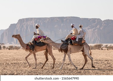 Nomad With Camels In The Sahara Desert, Chad, November 17, 2017